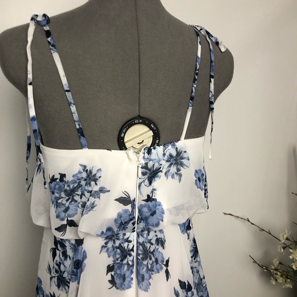 Lulu’s Pollen for You Blue and White Floral Print Maxi Dress - Picture 9 of 10